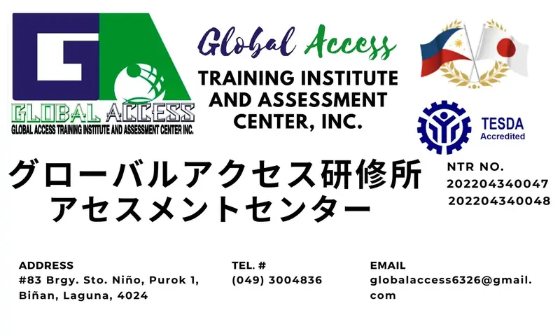 GLOBAL ACCESS Training Institute and Assessment Center letterhead showing TESDA accreditation and registration numbers